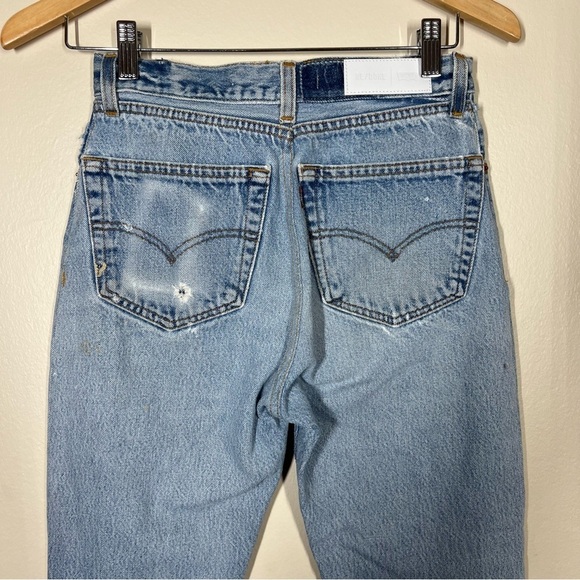 RE/DONE Levi’s USA Women’s High Rise Button Fly Denim Distressed Jeans Size 24 - Picture 9 of 16